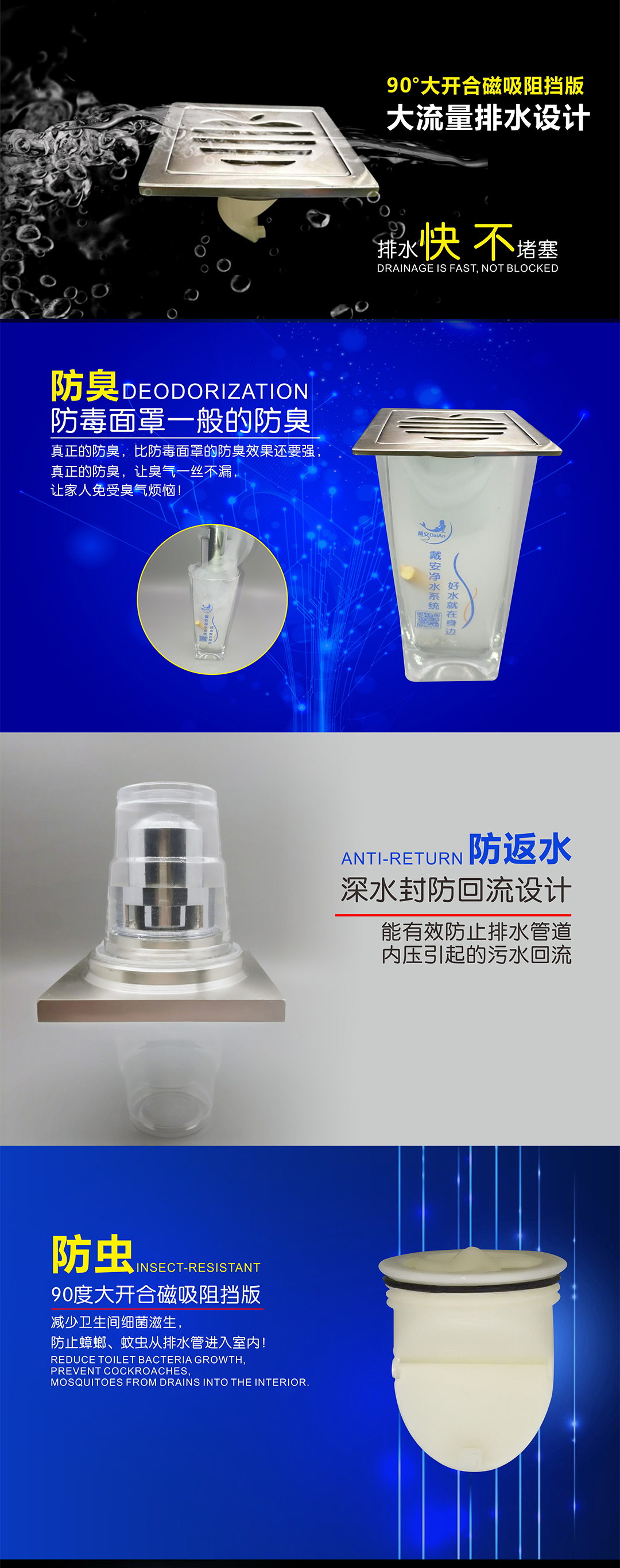 戴安不锈钢防臭地漏(图2)