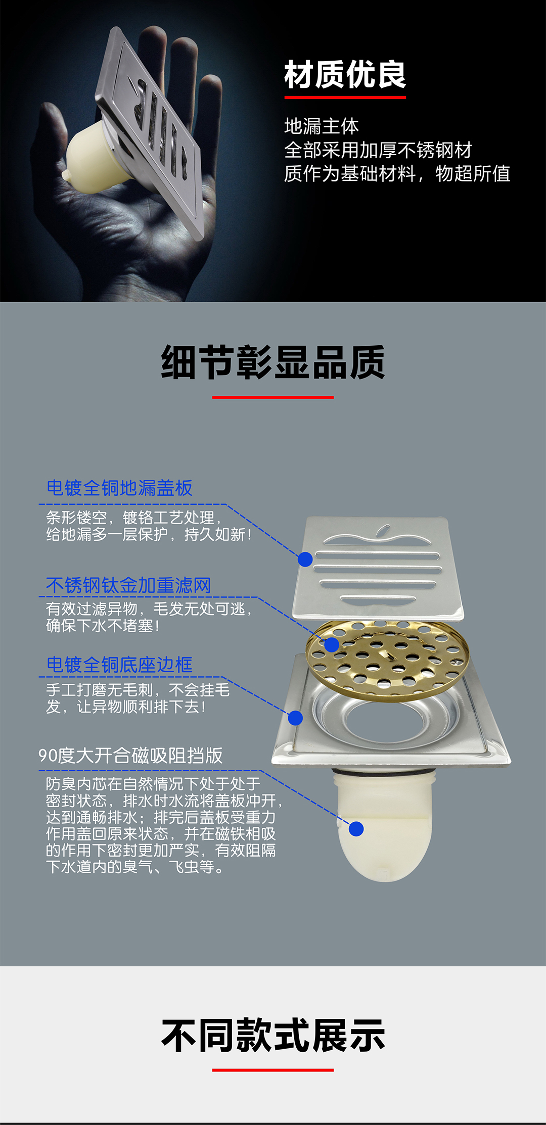 戴安不锈钢防臭地漏(图3)